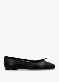 PRETTY BALLERINAS Camille Black Leather Square Toe Ballerina Pumps Col