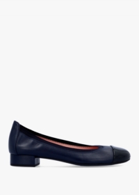 PRETTY BALLERINAS Gretschen Navy Leather Patent Toe Cap Ballerina Pump