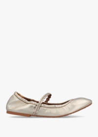 SEE BY CHLOE Kaddy Light Gold Leather Flat Mary Janes Size: 40, Colour