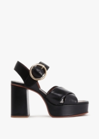 SEE BY CHLOE Lyna Black Leather Platform Sandals Colour: Black Leather