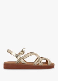 SEE BY CHLOE Sansa Light Gold Leather Gladiator Sandals Size: 40, Colo