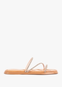 SHOE THE BEAR Selena Glam Strap Tan Leather Flat Sandals Size: 38, Col