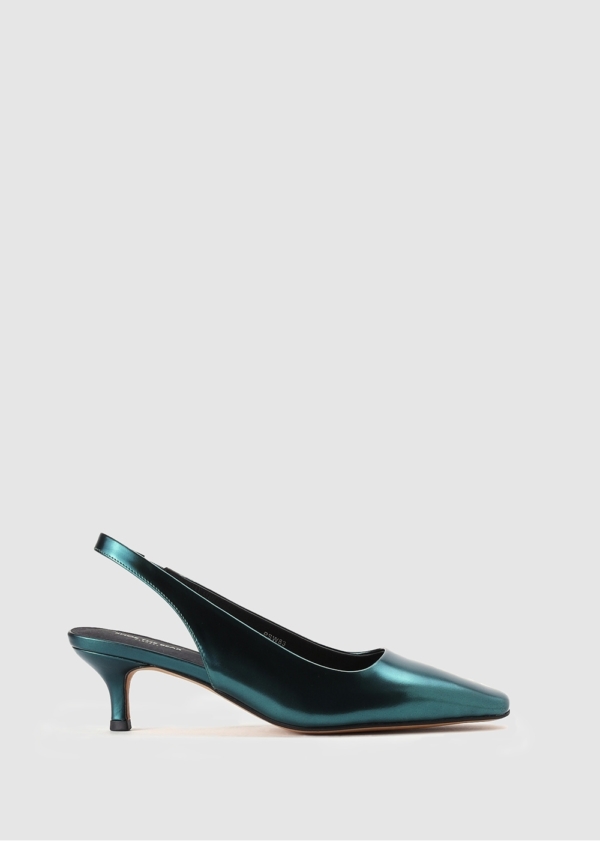 SHOE THE BEAR Womens Maxine Metallic Slingback Heels In Teal Metallic