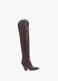 SONORA Melrose Black & Burgundy Leather Western Over The Knee Boots Si