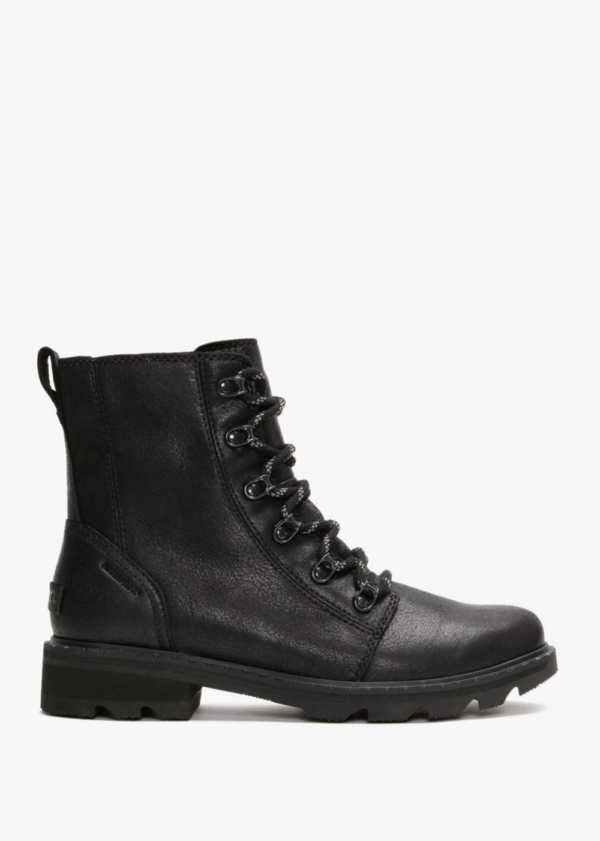 SOREL Lennox Lace Black Leather Ankle Boots Colour: Black Leather