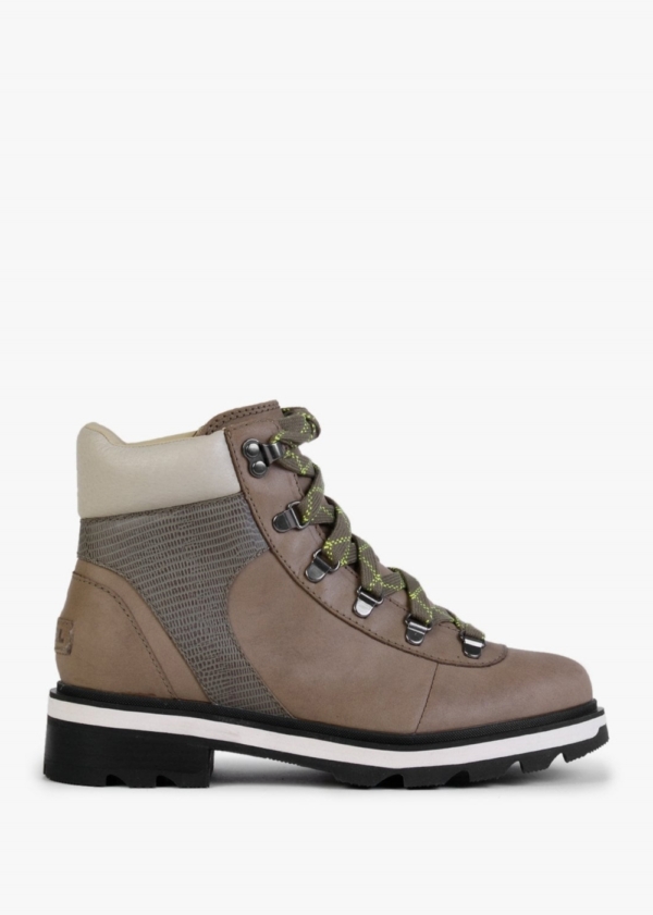 SOREL Lennox Stone Green Laurel Leaf Leather Hiker STKD Waterproof Boo