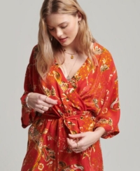 Women’s Kimono Playsuit Red / Koi Lace