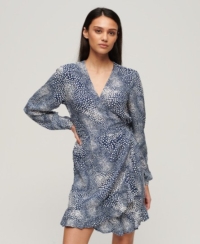 Superdry Printed Long Sleeve Wrap Mini Dress