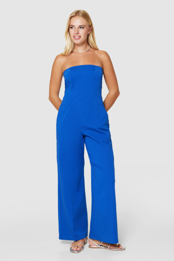 Closet London Blue Strapless Jumpsuit