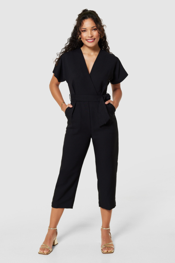 Closet London Petite Black Wrap Jumpsuit