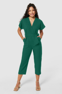 Closet London Petite Emerald Green  Wrap Jumpsuit