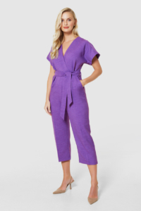 Closet London Purple Wrap  Neck Cropped  Jumpsuit