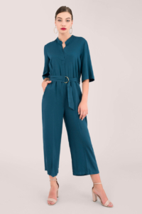 Closet London Blue Grandad Collared Jumpsuit