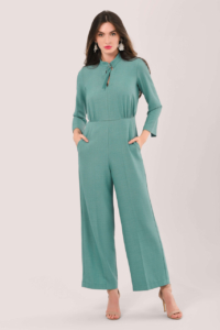 Closet London Duck Egg Blue Split Cuff Collared Jumpsuit