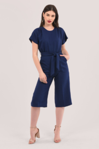 Closet London Navy Kimono Cropped Jumpsuit