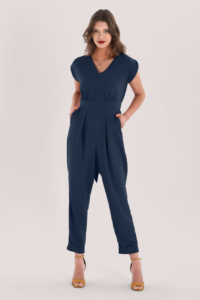 Closet London Navy V-Neck Jumpsuit