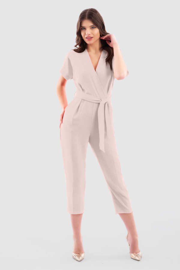 Closet London Pink Wrap Tie Belt Jumpsuit