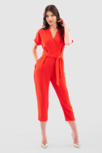 Closet  London Orange Wrap Tie Belt Jumpsuit