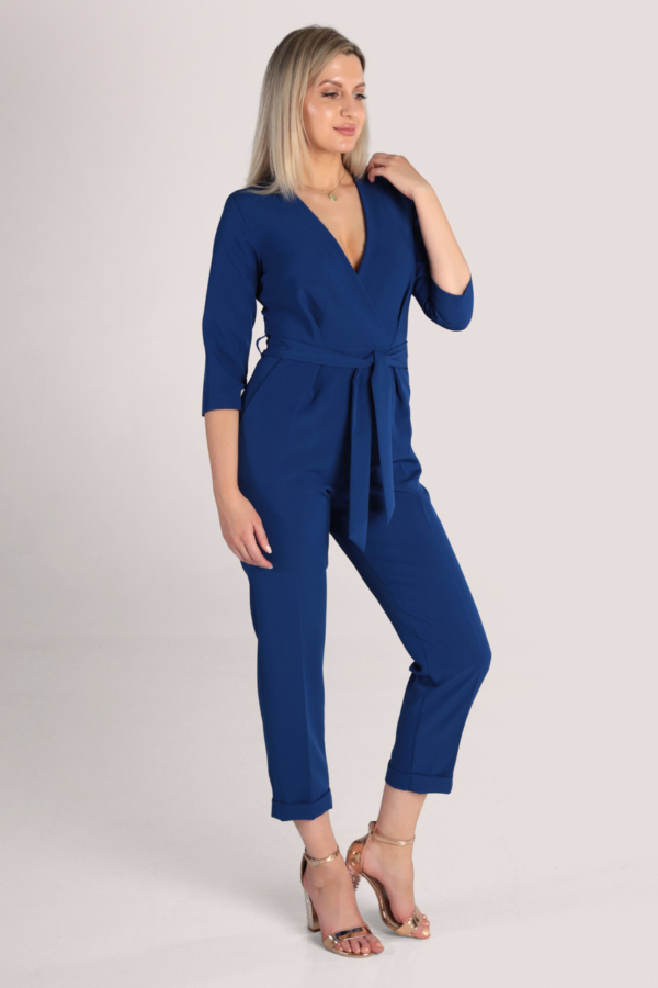 Closet London Blue Cross Over Jumpsuit