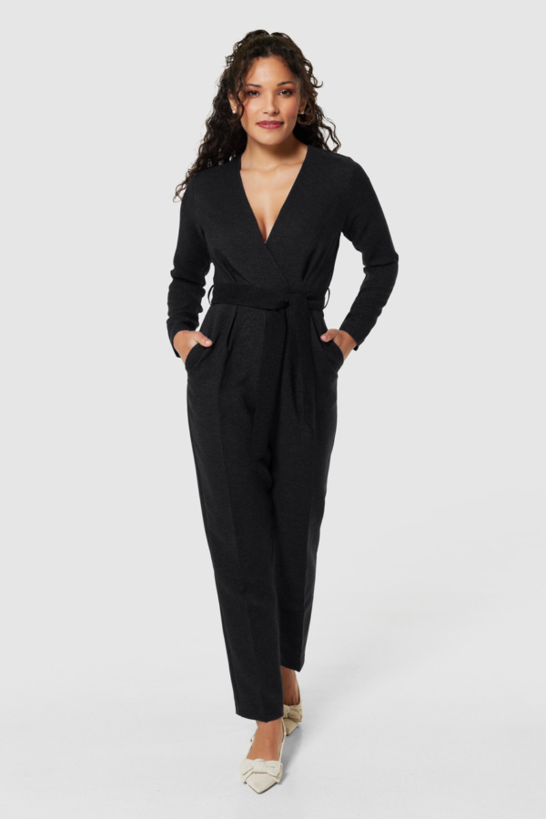 Closet London Petite Black  Cross Over Jumpsuit