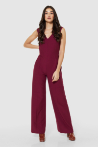 Closet London Maroon Wide Leg Jumpsuit