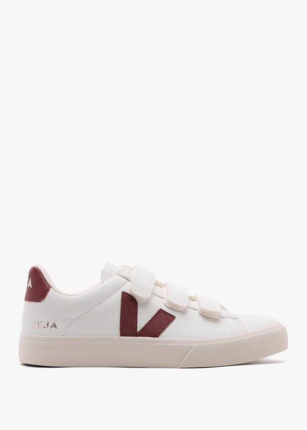 VEJA Recife Logo Chromefree Leather Extra White Marsala Trainers Size: