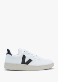 VEJA V-10 C.W.L Vegan White Black Trainers Size: 40, Colour: Black Pat