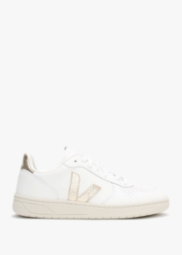 VEJA V-10 Leather Extra White Platine Trainers Size: 41, Colour: Gold