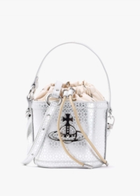 VIVIENNE WESTWOOD Daisy Silver Leather Drawsting Bucket Bag Size: One