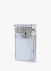 VIVIENNE WESTWOOD Metal Orborama Silver Leather Phone Case Size: One S