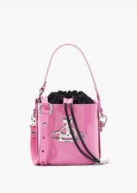 VIVIENNE WESTWOOD Mini Daisy Pink Patent Leather Drawstring Bucket Bag