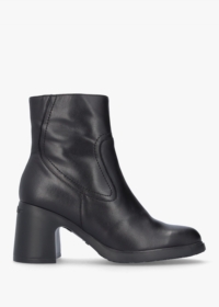 WONDERS Min Black Leather Block Heel Ankle Boots Colour: Black Leather