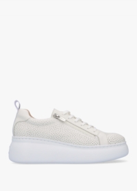 WONDERS Woperf Off White Leather Perforated Trainers Size: 40, Colour: