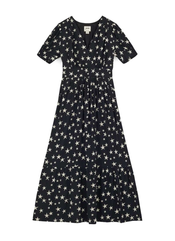 Joanie Clothing Albertine Star Print Midaxi Dress -  UK 16 (Black)