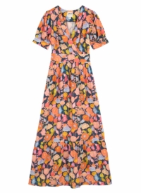 Joanie Clothing Albertine Wonderland Floral Print Midaxi Dress –  UK 22 (Orange)