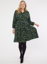 Joanie Clothing Andi Dinosaur Print Dress –  UK 18 (Black)