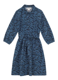 Joanie Clothing Natural History Museum X Joanie – Andi Whale Print Shirt Dress –  UK 18  – Sustainable Organic Cotton (Blue)