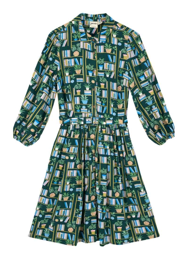 Joanie Clothing Andi Plant Print Dress -  UK 22 (Green)