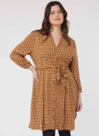 Joanie Clothing Barbara Bee Print Button-Through Dress –  UK 22 (Yellow)