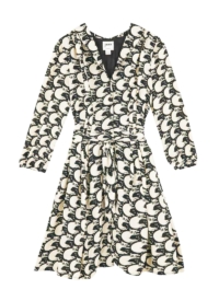 Joanie Clothing Barbara Cat Print Button – Through Dress –  UK 16 (Black)
