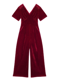 Joanie Clothing Bellatrix Short Sleeve Velvet Jumpsuit – Cabernet –  UK 22 (Red)