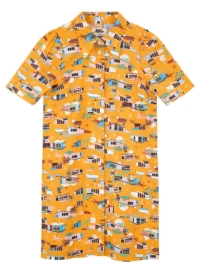 Joanie Clothing Dawn O’Porter X Joanie – Bellini Mid-Century Bungalow Print Shift Dress –  UK 26  – Sustainable Organic Cotton (Orange)