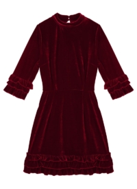 Joanie Clothing Bellisima Velvet Ruffle Mini Dress – Scarlet –  UK 22 (Red)