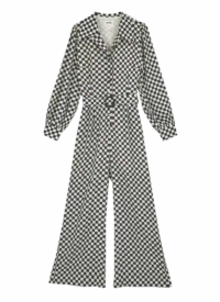 Joanie Clothing Beth Checkerboard Print Jumpsuit –  UK 14 (Black)