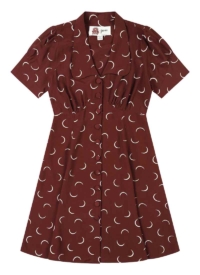 Joanie Clothing Bus Stop X Joanie – Bloomsbury Crescent Moon Print Tea Dress –  UK 26 (Red)