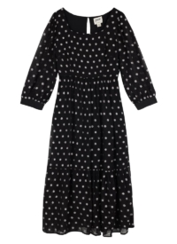 Joanie Clothing Bouvier Silver Polka Dot Midi Dress- UK 16 (Black)