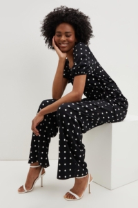 Dorothy Perkins Womens Tall Mono Spot Print V Neck Jumpsuit