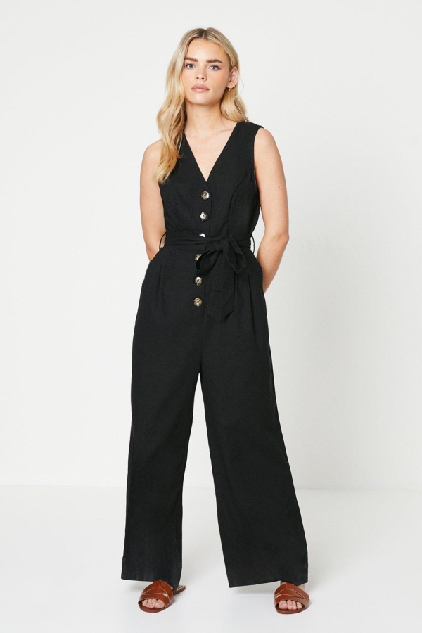 Dorothy Perkins Womens Petite Tie Waist Jumpsuit