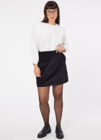 Joanie Clothing Scarlett Velvet A-Line Skirt – Black –  UK 12 (Black)