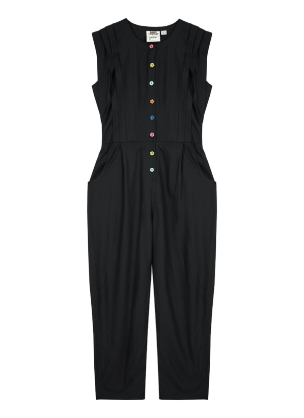 Joanie Clothing Dawn O’Porter X Joanie - Brooklyn Black Button-Down Sleeveless Jumpsuit -  UK 26 (Black)